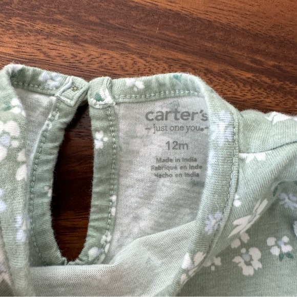 Carter's Sage Green Floral Cotton Casual Dress 12M - Picture 4 of 4